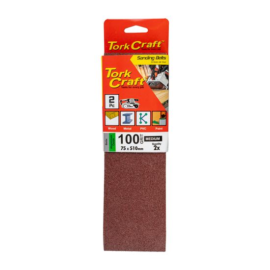 TORK CRAFT Sanding Belt 75 X 510mm 100grit 2/pack
