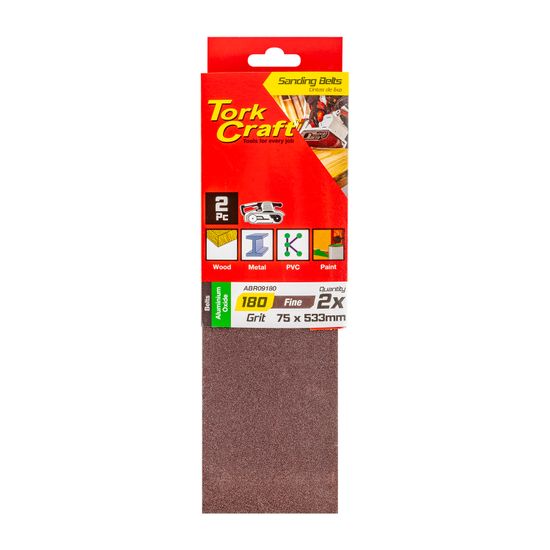 TORK CRAFT Sanding Belt 75 X 533mm 180grit 2/pack