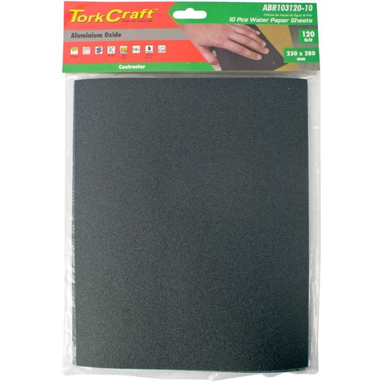 TORK CRAFT Water Paper 230 X 280mm 120 Grit Wet & Dry 10 Per Pack Std