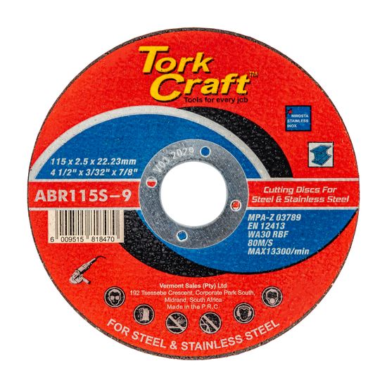TORK CRAFT Cutting Disc Metal & Ss 115 X 2.5 X 22.22mm