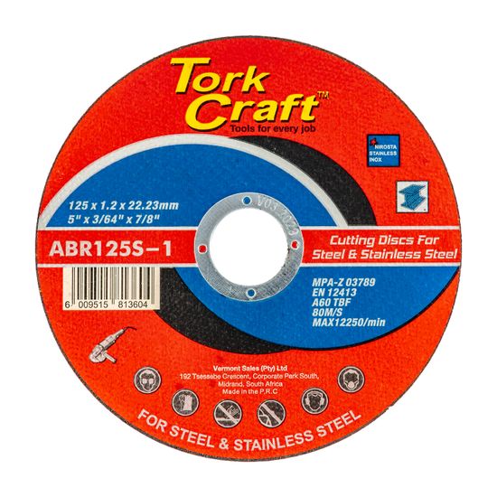 TORK CRAFT Cutting Disc Steel & Ss 125 X 1.2 X 22.2mm