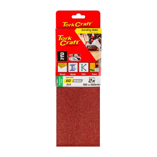 TORK CRAFT Sanding Belt 100 X 560mm 80grit 2/pack