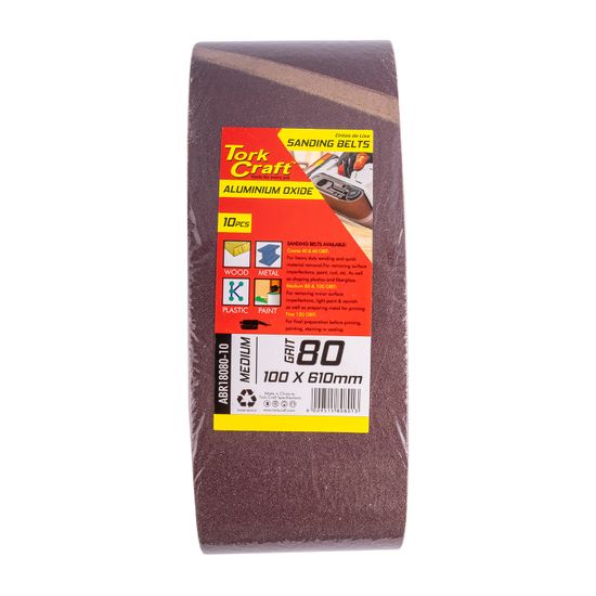 TORK CRAFT Sanding Belt 100 X 610mm 80 Grit 10/pack