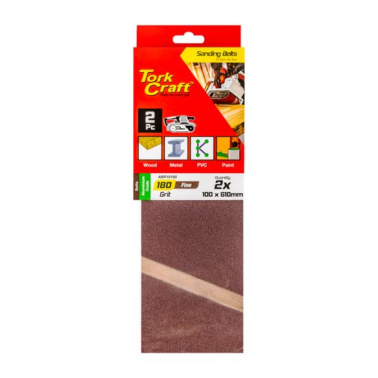 TORK CRAFT Sanding Belt 100 X 610mm 180grit 2/pack