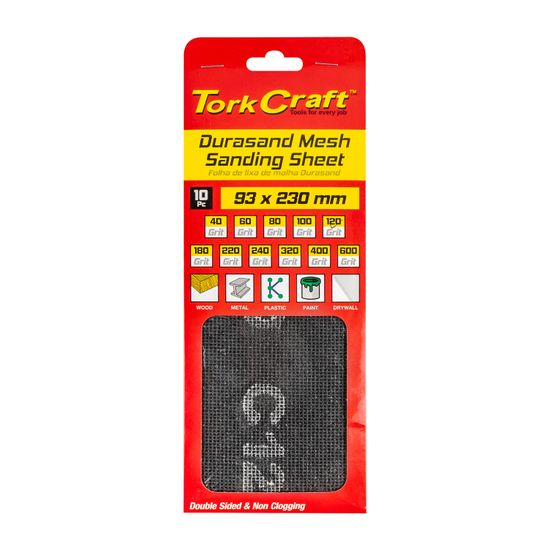 TORK CRAFT Durasand Mesh Sanding Sheet 120grit 93 X 230mm 10pc Per Pack