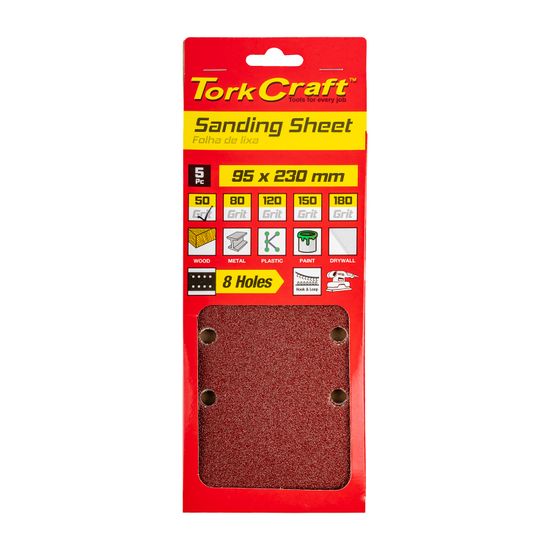 TORK CRAFT Sanding Sheet Orb 95 X 230mm 50gr Plain With 8 Holes 5/pk