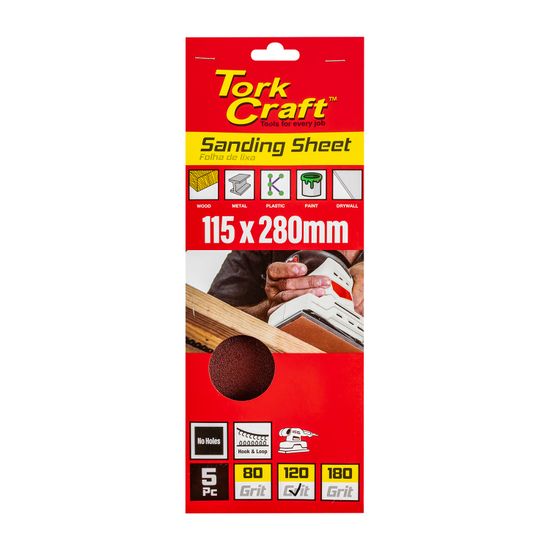 TORK CRAFT Sanding Sheet Orb 115 X 280mm 120gr Plain No Holes 5/pk