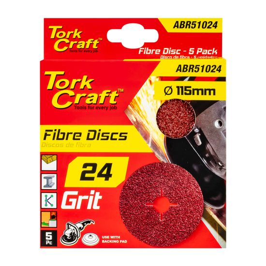 TORK CRAFT Fibre Disc 115mm 24 Grit 5 Pack