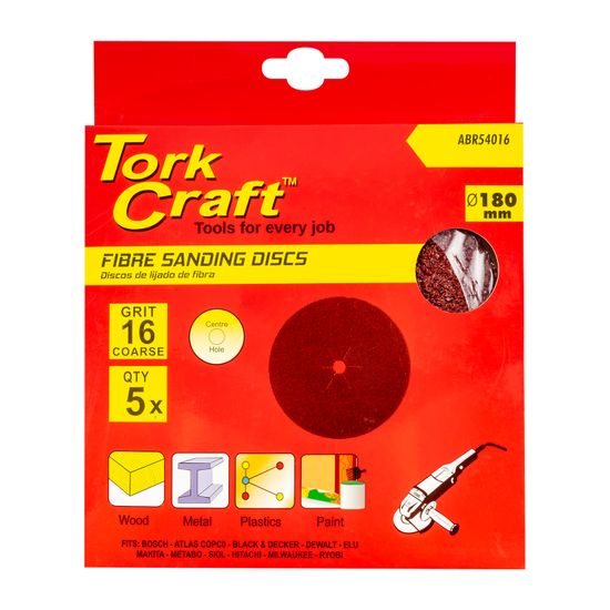 TORK CRAFT Fibre Disc 180mm 16 Grit 5/pack