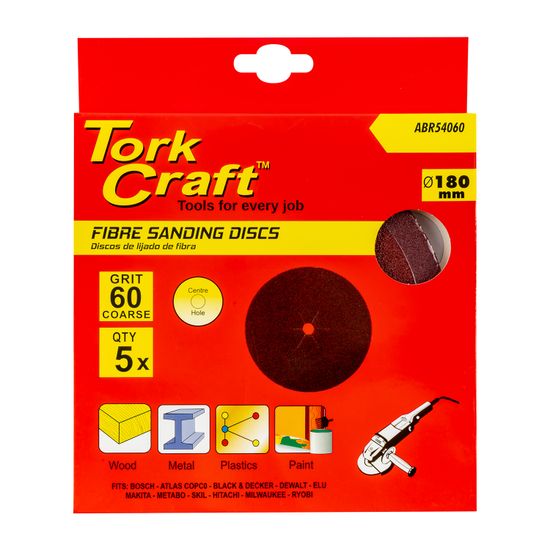 TORK CRAFT Fibre Disc 180mm 60 Grit 5/pack