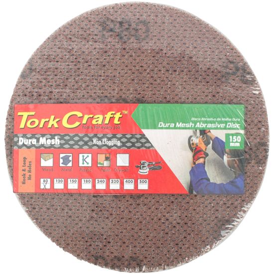TORK CRAFT Dura Mesh Abr.disc 150mm Hook & Loop 80grit 3pc For Sander Polisher