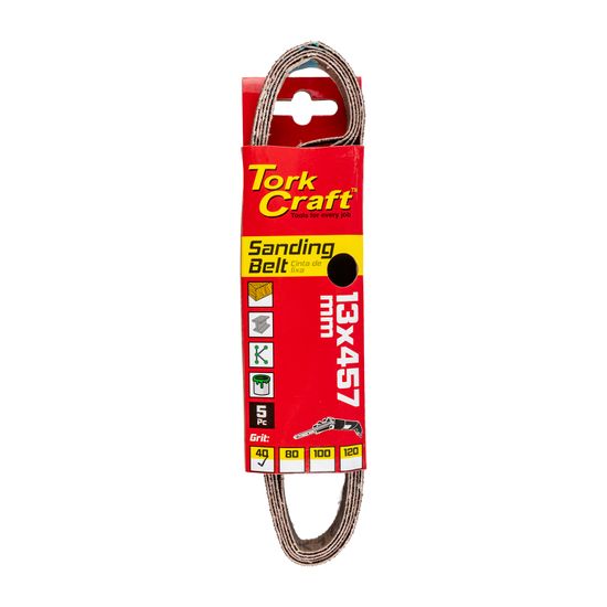 TORK CRAFT Powerfile Sanding Belt 13 X 457mm 40 Grit 5/pk