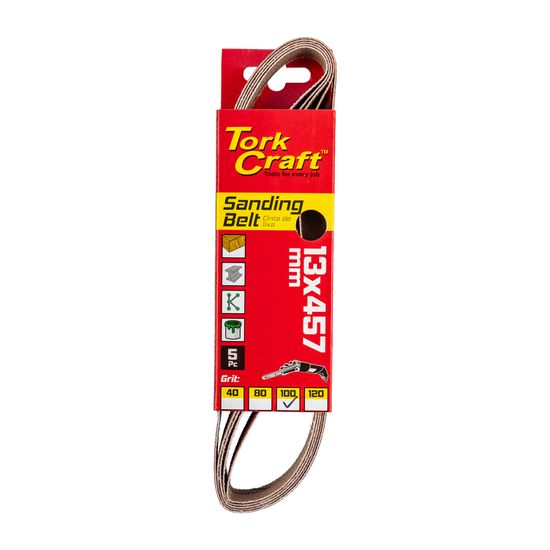 TORK CRAFT Powerfile Sanding Belt 13 X 457mm 100 Grit 5/pk