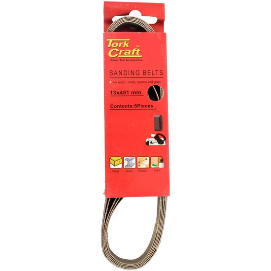TORK CRAFT Powerfile Sanding Belt 13 X 451mm 80 Grit 5/pk