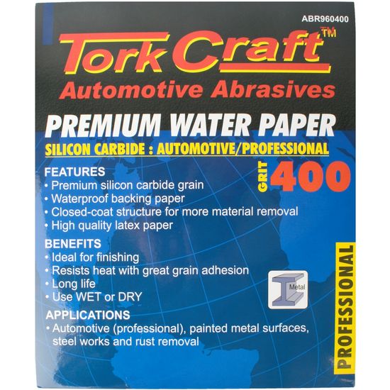 TORK CRAFT Premium Waterproof Paper 400 Grit 230 X 280 (50 Piece) Automotive