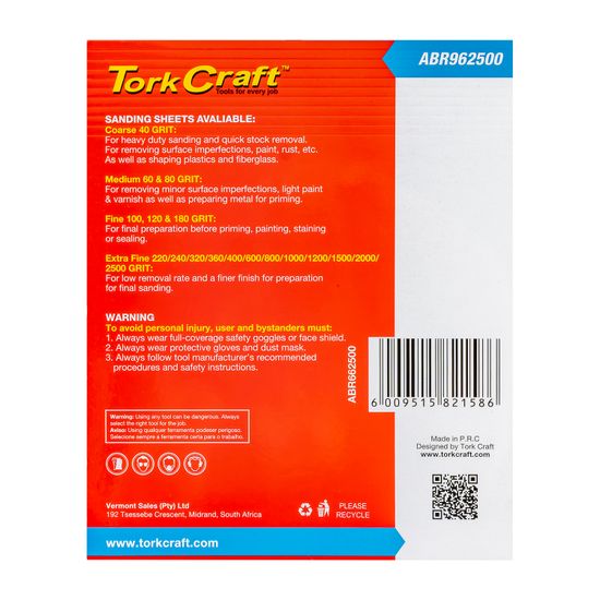 TORK CRAFT Premium Waterproof Paper 2500 Grit 230 X 280 (50 Piece) Automotive