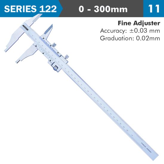 ACCUD Vernier Caliper 300mm 0.03mm Acc. Fine Adj. 0.02mm Grad. S/steel