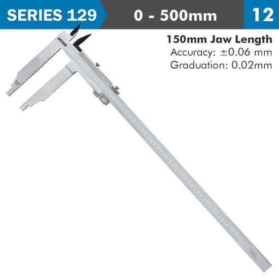 ACCUD Vernier Caliper 500mm 0.06mm Acc. 150mm 0.02mm Grad S/steel