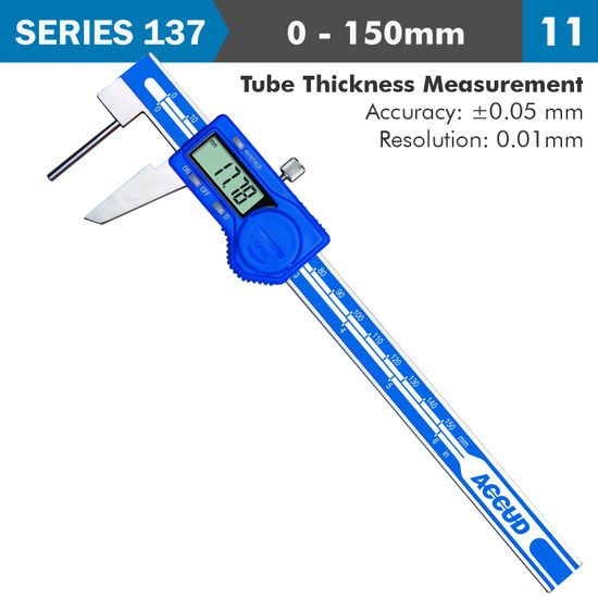 ACCUD Dig. Tube Thickness Caliper 150mm 0.05mm Acc. 0.01mm Res. S/steel