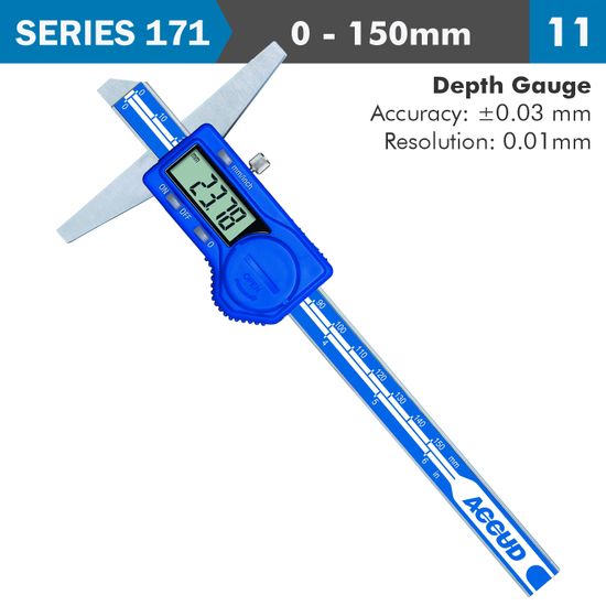 ACCUD Digital Depth Gauge 150mm 0.03mm Acc. 0.01mm Res. S/steel