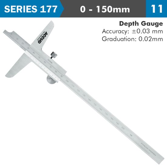 ACCUD Vernier Depth Caliper 150mm 0.03mm Acc. 0.02mm Grad. S/steel