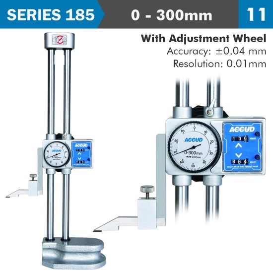 ACCUD Dig. Height Gauge 300mm 0.04mm Acc. Driving Wheel 0.01mm Grad. S/steel