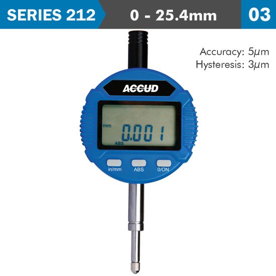 ACCUD Digital Indicator Flat Back 25.4mm/1' Res0.001 Acc 5mic