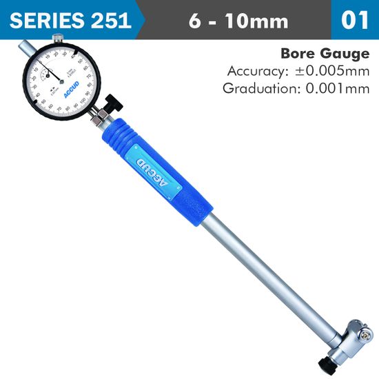 ACCUD Precision Dial Bore Gauge 6-10mm 0.005mm Acc. 0.001mm Grad.