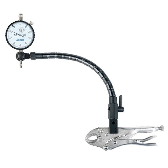 ACCUD 3pc Measuring Set 10mm Dial Indicator Flex Arm & Locking Plier
