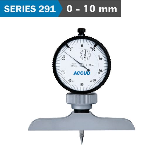 ACCUD Dial Depth Guage 10mm 0.01mm Grad. 63x 17mm Base