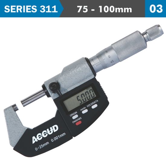ACCUD Digital Outside Micrometer 75-100mm 0.00