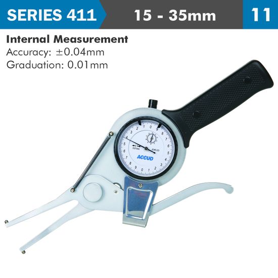 ACCUD Int. Dial Caliper Gauge 15-35mm 0.04mm Acc. 0.01mm Grad. Jaw Length 50