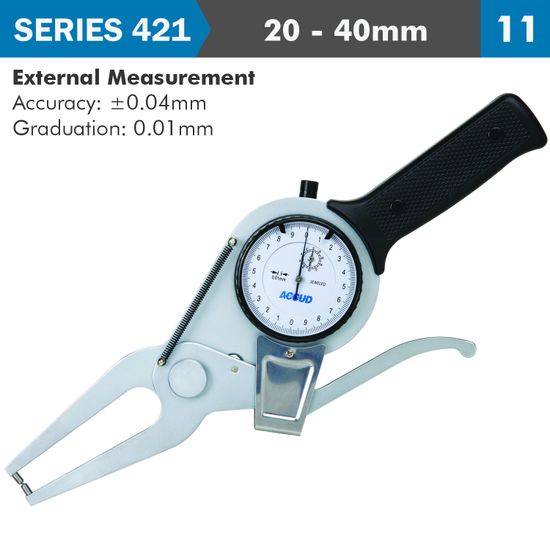 ACCUD Ext. Dial Caliper Gauge 20-40mm 0.04mm Acc. 0.01mm Grad. Jaw Length 60