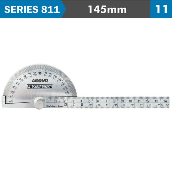 ACCUD Protractor 90mm X 145mm 0-180deg. Range 0.3deg Accuracy