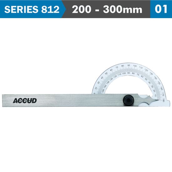 ACCUD Protractor 200x 300mm 180 Deg. 0.3 Deg Acc. 1 Deg. Grad.