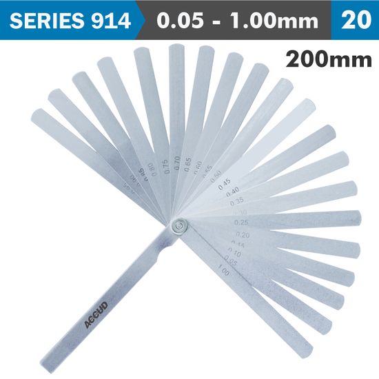 ACCUD Long Feeler Gauge 200mm 0.05-1.00 20 Leaves Din2275