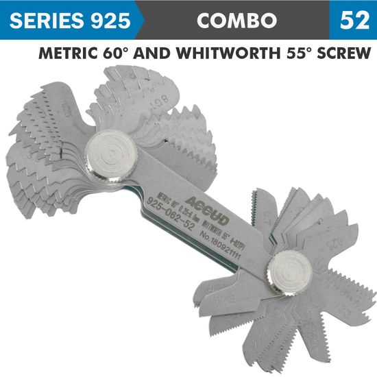 ACCUD Pitch Gauge Metric 0.25-6mm & 4-62tpi 52 Leaves 60deg. And Whitworth 5