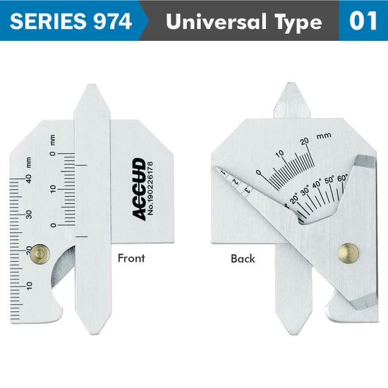 ACCUD Welding Gauge 7 X Measuring Appl. 10,20,1-35,40mm,60deg Range S/steel