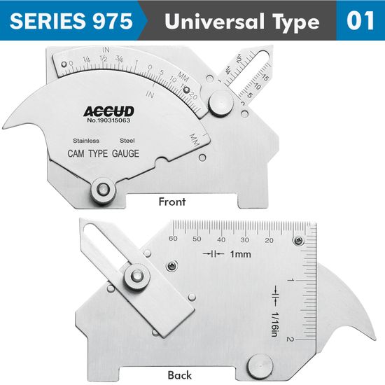 ACCUD Welding Gauge 7 X Measuring Appl. 25,20mm,60deg. Range S/steel