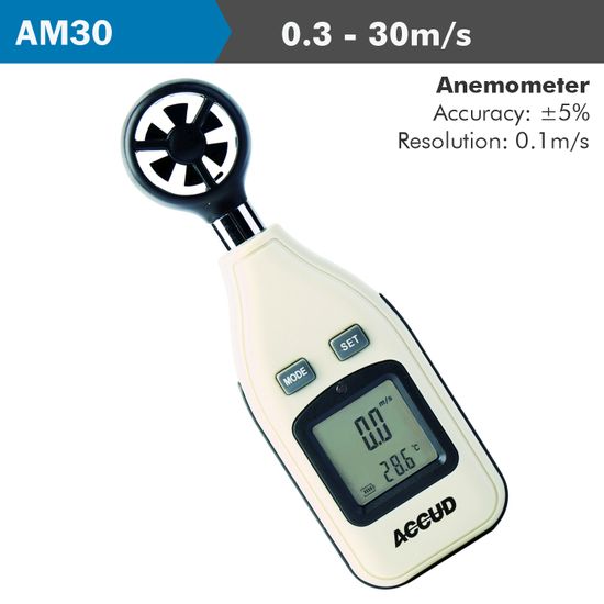 ACCUD Digital Anemometer 0.3-30m/s 5% Acc. 0.m