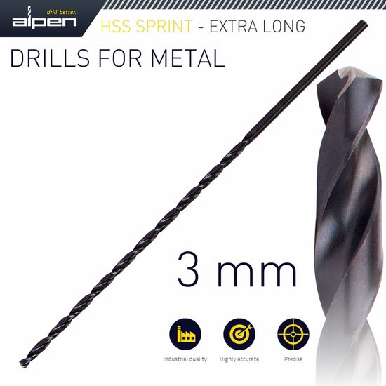 ALPEN Hss Drill Bit 3mm 150x100 Extra Long