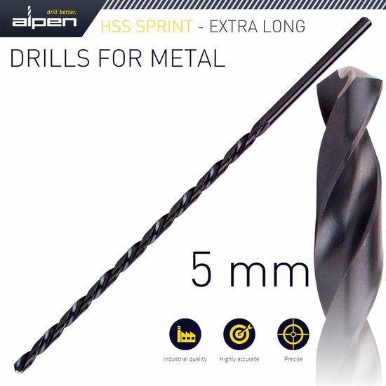 ALPEN Hss Drill Bit 5mm 195 X 135 Extra Long