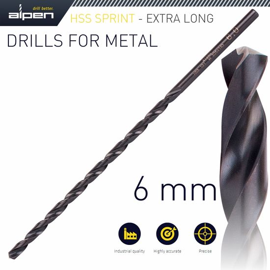ALPEN Hss Drill Bit 6mm 205 X 140 Extra Long