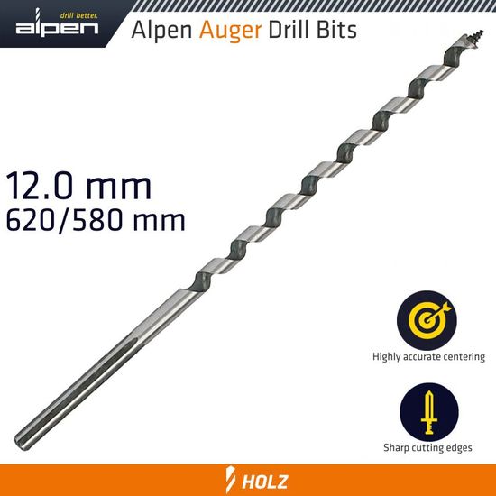 ALPEN Wood Auger Drill Bit 620 X 580 12mm
