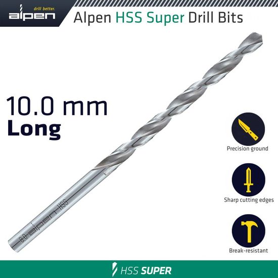 ALPEN Hss Super Drill Bit Long 10 X 184mm Pouch
