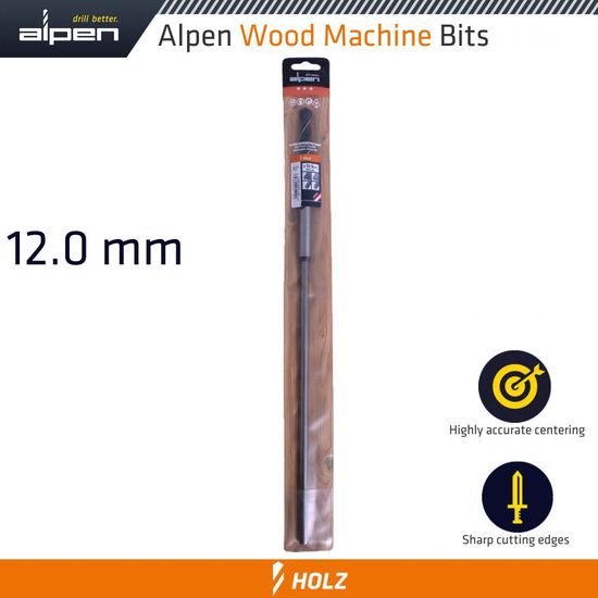 ALPEN Wood Machine Drill Bit 12mm X 400mm