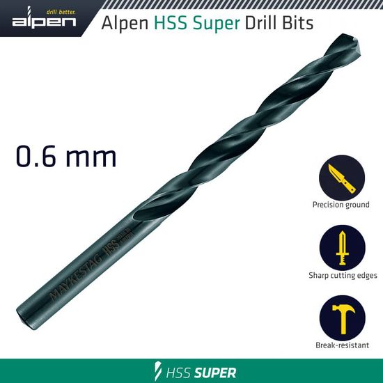 ALPEN Hss Super Drill Bit 0.6mm Bulk