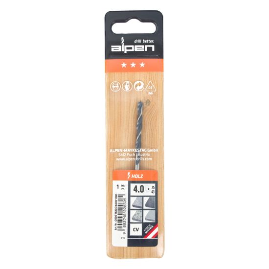 ALPEN Wood Drill Bit 4 X 75mm