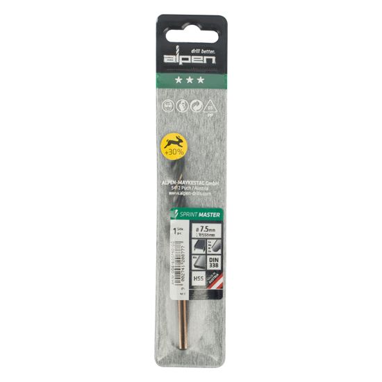 ALPEN Hss Sprint Master 7.5mm X1 Sleeved Din338 ALPEN Drill Bit