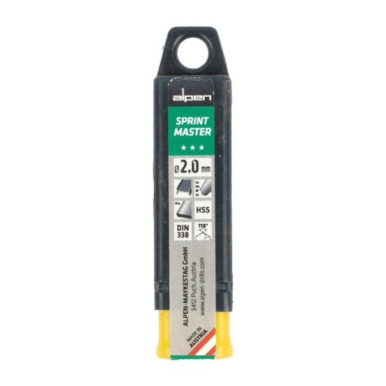 ALPEN Hss Sprint Master 2.0mm 10-pack Hang Tag Din 338 ALPEN Drill Bits